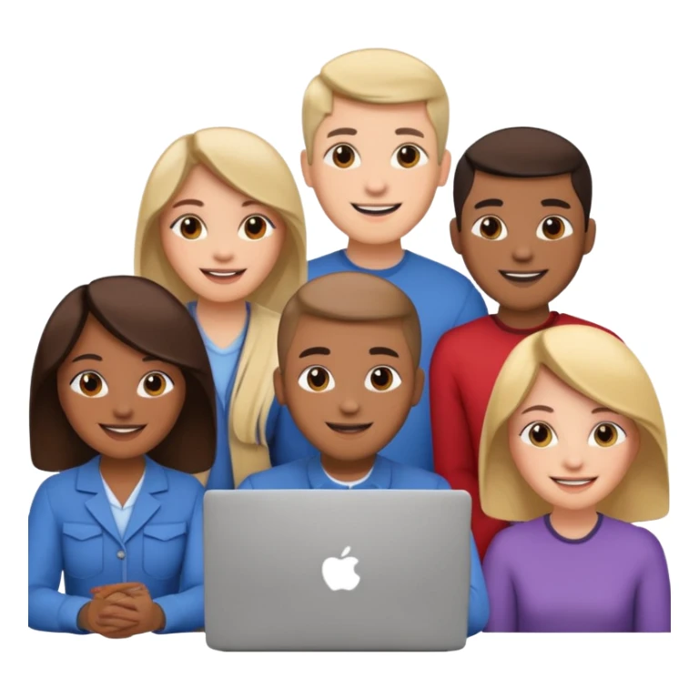 video meeting via laptop smiling people  sticker