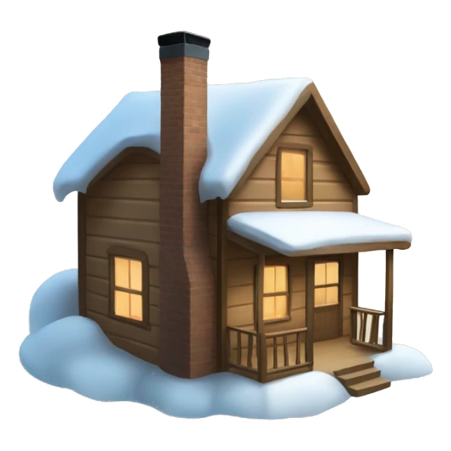 Beige cabin with snow and smoke in the chimney sticker