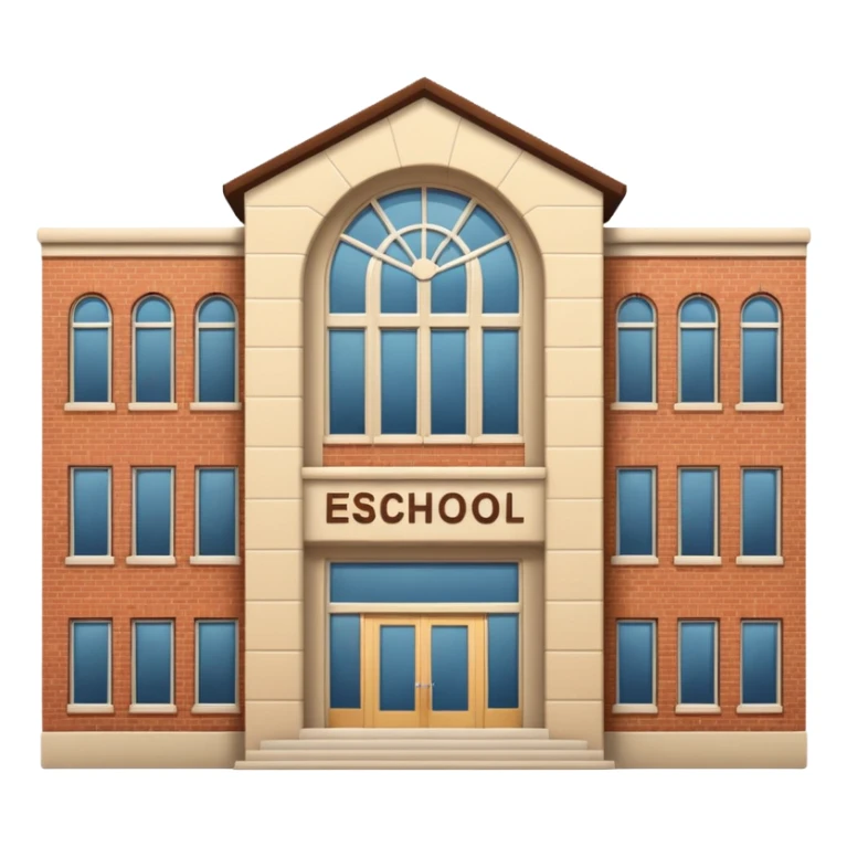 school building with a name school on the top of it sticker