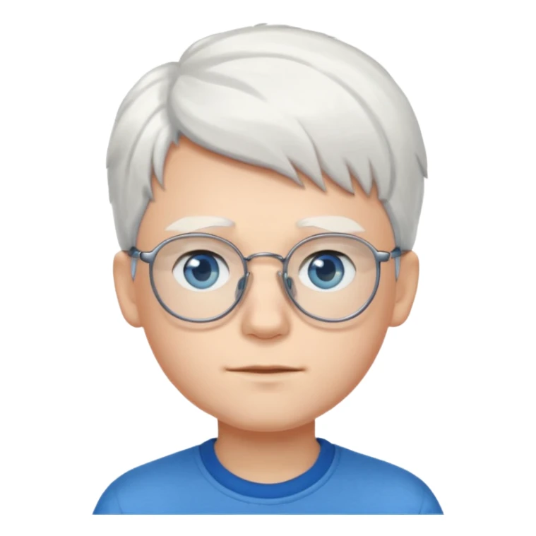 young boy with white hair and glasses sticker