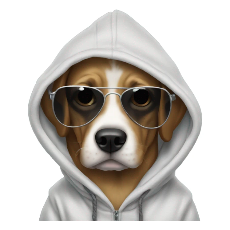 Dog wearing a hoodie and sunglasses sticker