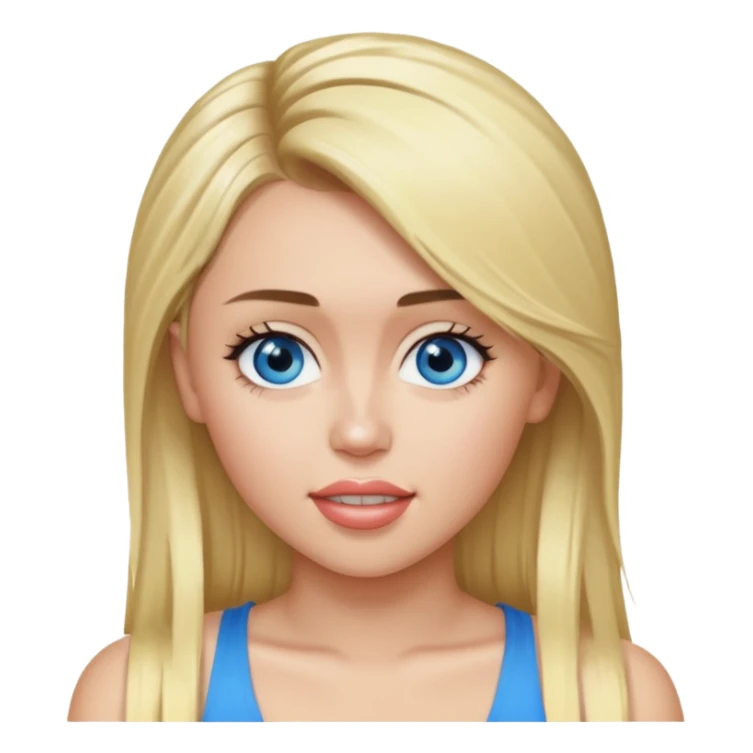 Miley Cyrus with blue eyes, blonde long hair sticker