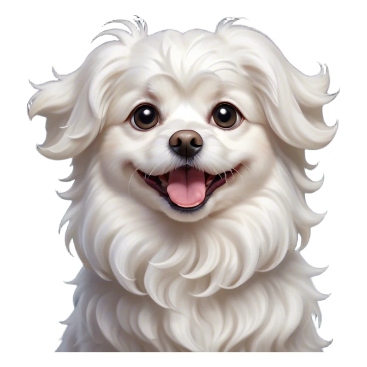Cinematic Comical Wavy-Haired Maltese dog Portrait Emoji, Head tilted dramatically with an exaggeratedly amused or surprised expression, featuring a silky, wavy-haired white coat with a playful sheen, wide, expressive dark eyes filled with exaggerated disbelief, Simplified yet hilariously expressive features, highly detailed, glowing with a slightly sassy glow, high shine, dramatic yet playful, stylized with an air of cheeky charm, bright and endearing, soft glowing outline, capturing the essence of a spirited and over-the-top companion, so meme-worthy it feels like it could side-eye its way into internet fame instantly! sticker