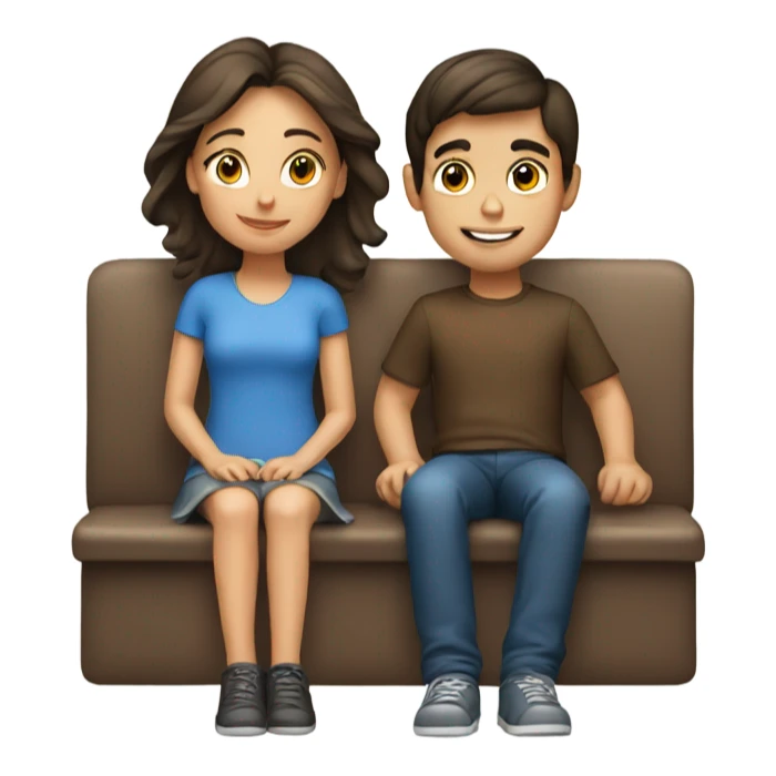 Brunette girl and boy sitting sticker