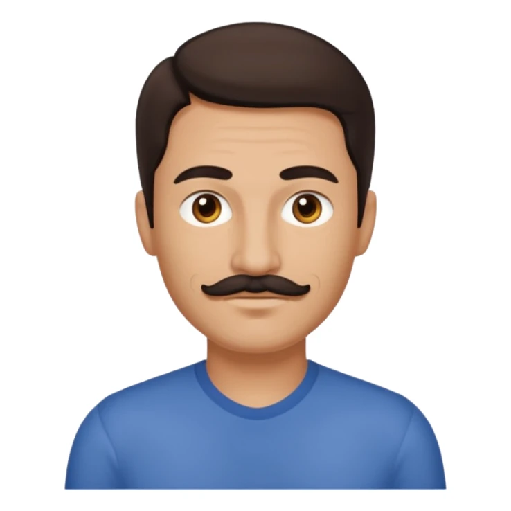 Marcus Patrick (b.1974) with dark brown hair and thin mustache sticker