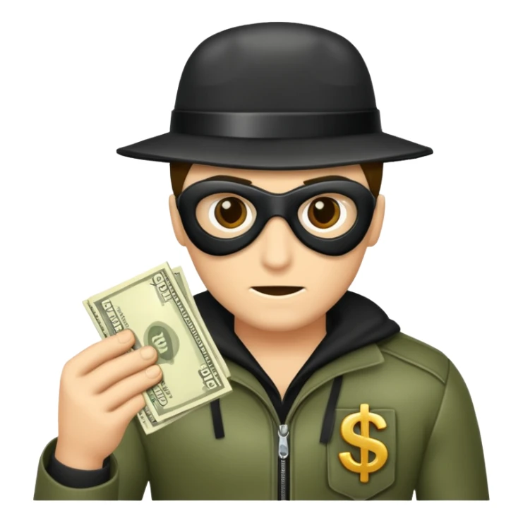 Robber with money na mão direita  sticker