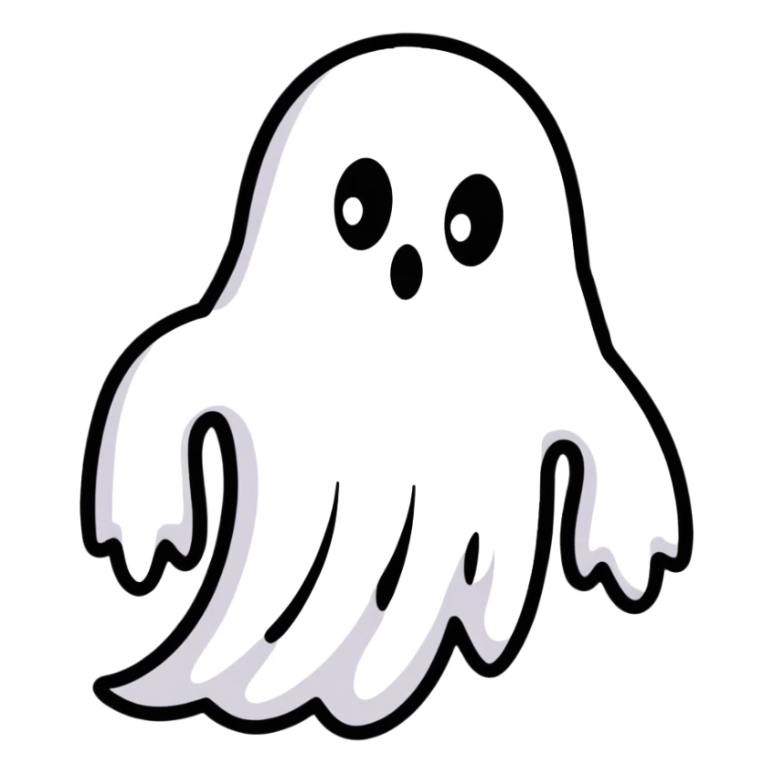 A cartoon face with crossed-out eyes and ghost leaving body sticker