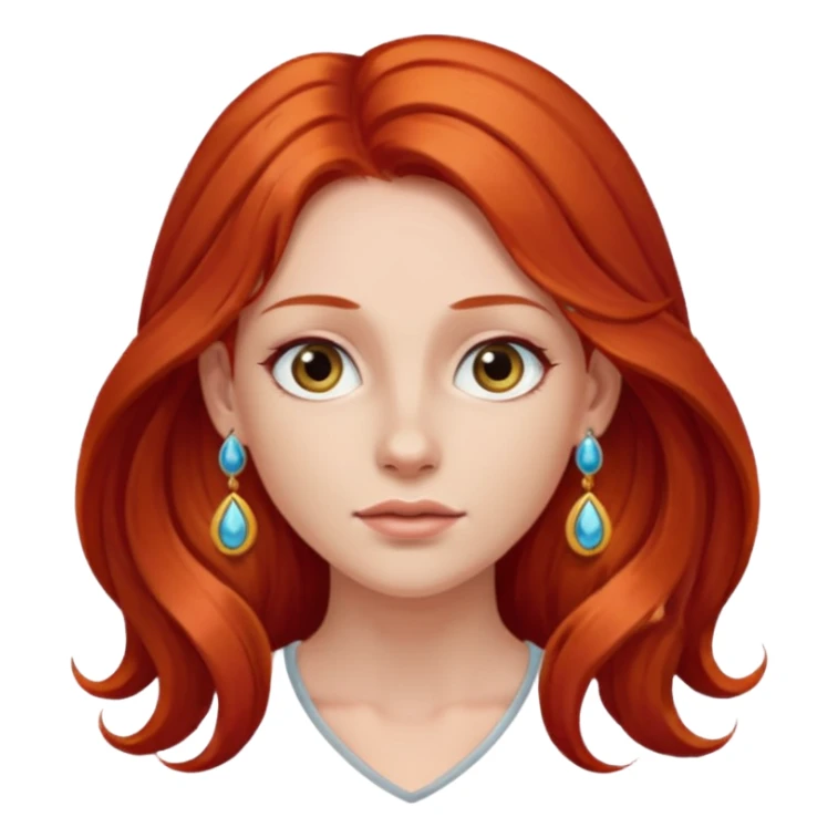 une personne joli, aved des cheveux long roux, des boucles d'oreilles de face dans un rond  sticker