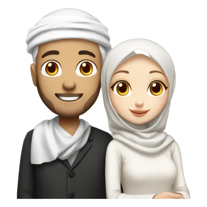 Girl with white hijab and islamische man with white Skin Married  sticker