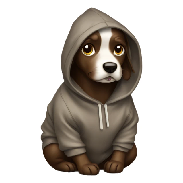 dog eating chocolate in a hoody sticker