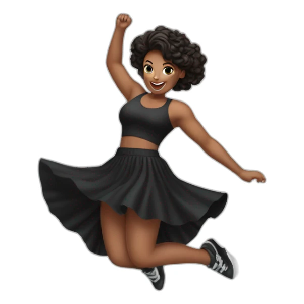 curvy beauty jumping black skirt sticker