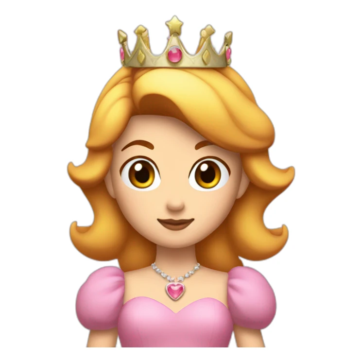 princess peach with tiara and brown bob sticker