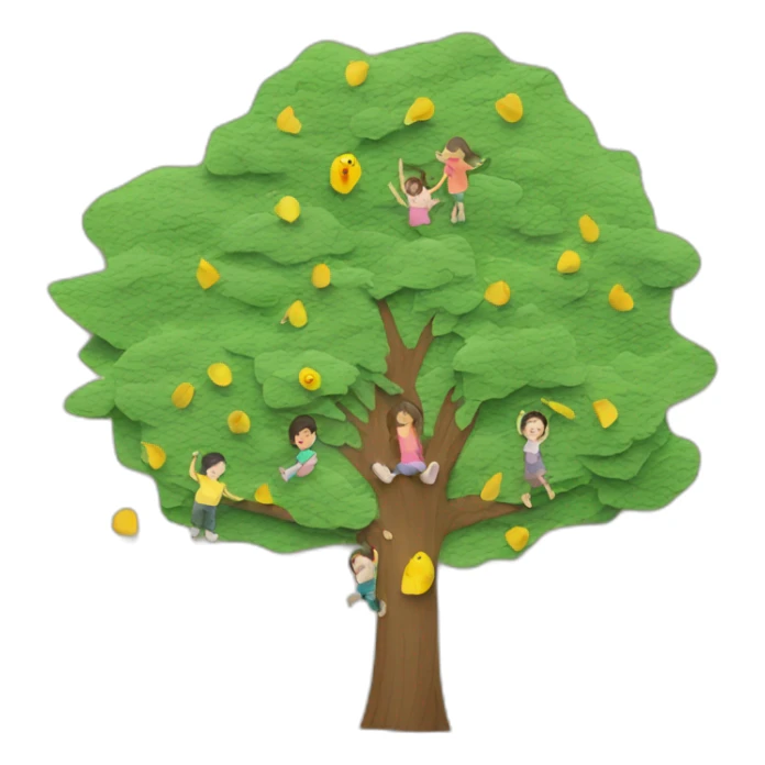paper with children drawing ( home and tree ) sticker