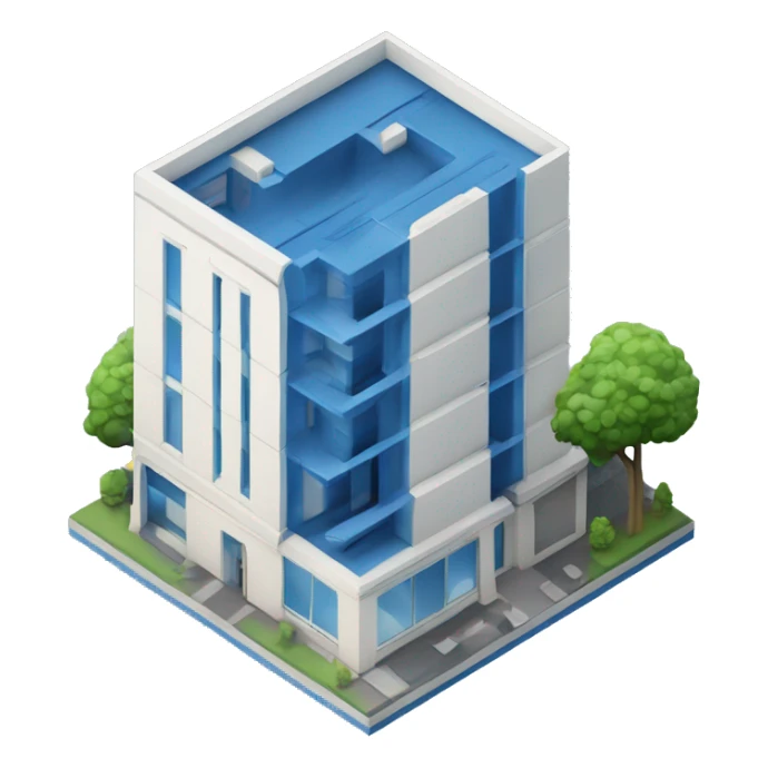 small modern building 3d isometric blue and white, chase logo modern building, blue and white building with chase logo, chase bank logo, chase logo sticker