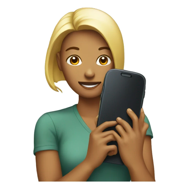 woman showing big phone sticker