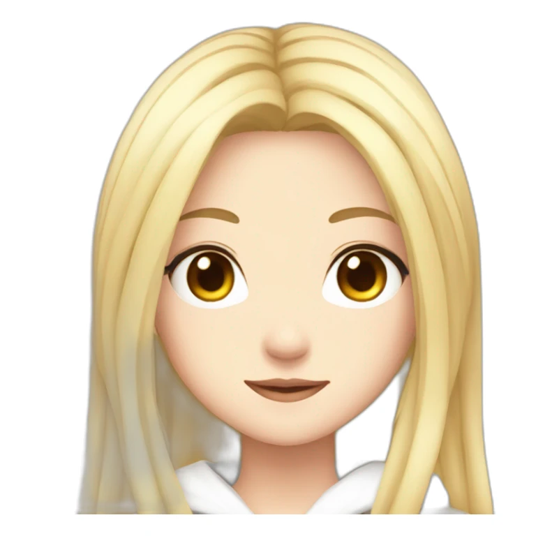 Anime girl with long hair blonde with white suéter  sticker