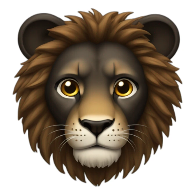 Lion crinière noire fourrure marron yeux verts   sticker
