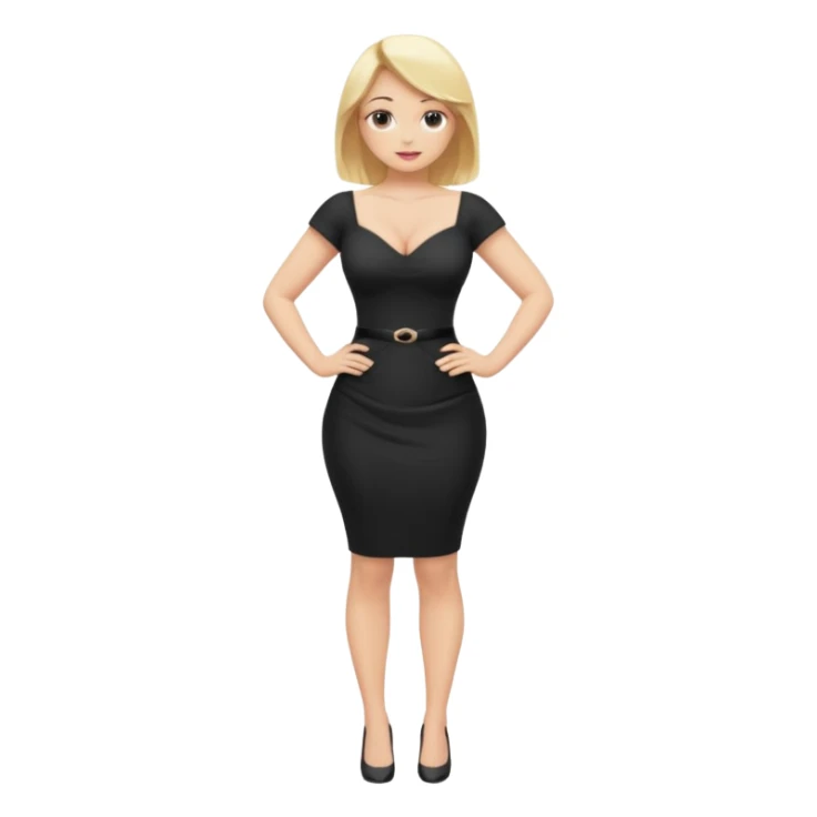 fullbody busty blonde woman standing with hands on hips, SFW sticker