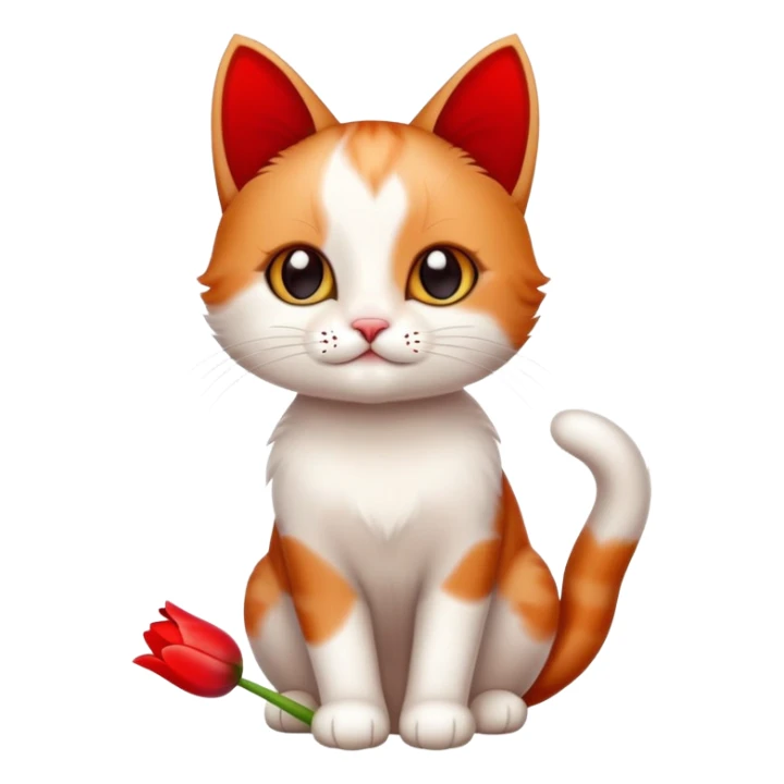 A cute  little cat and tulip sticker