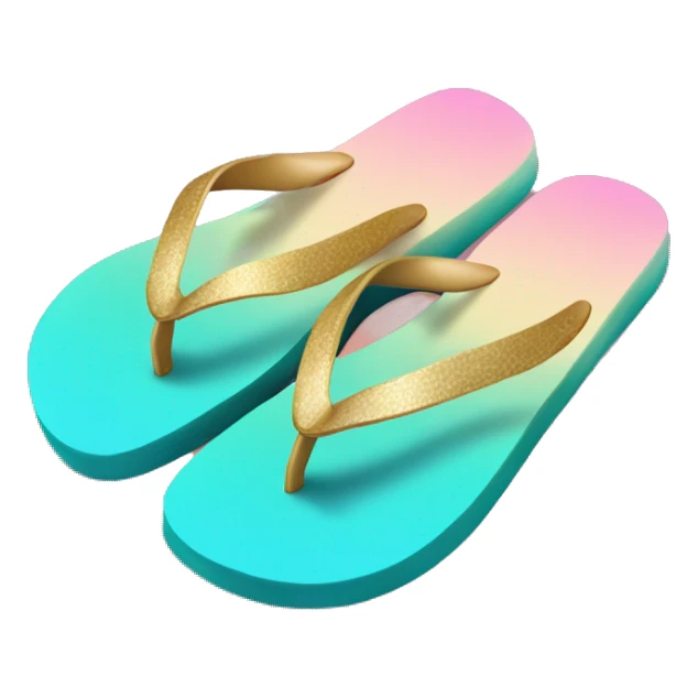 Realistic teal pink and gold ombre flip flop. sticker