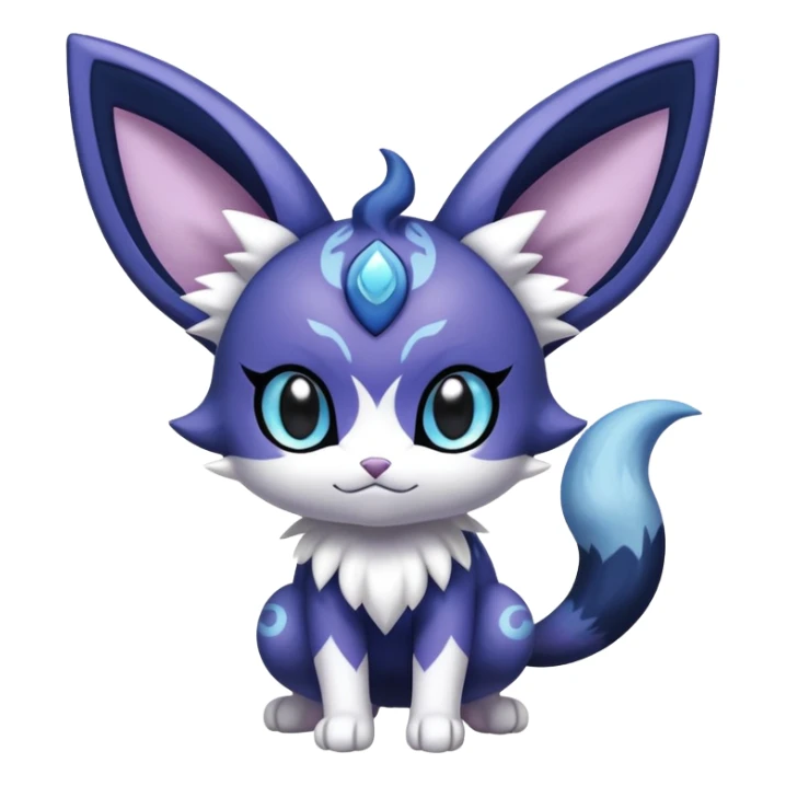 Shiny Cute Adorable Espeon-Litten-Meowstic-Hybrid-Creature with pattern-markings sticker