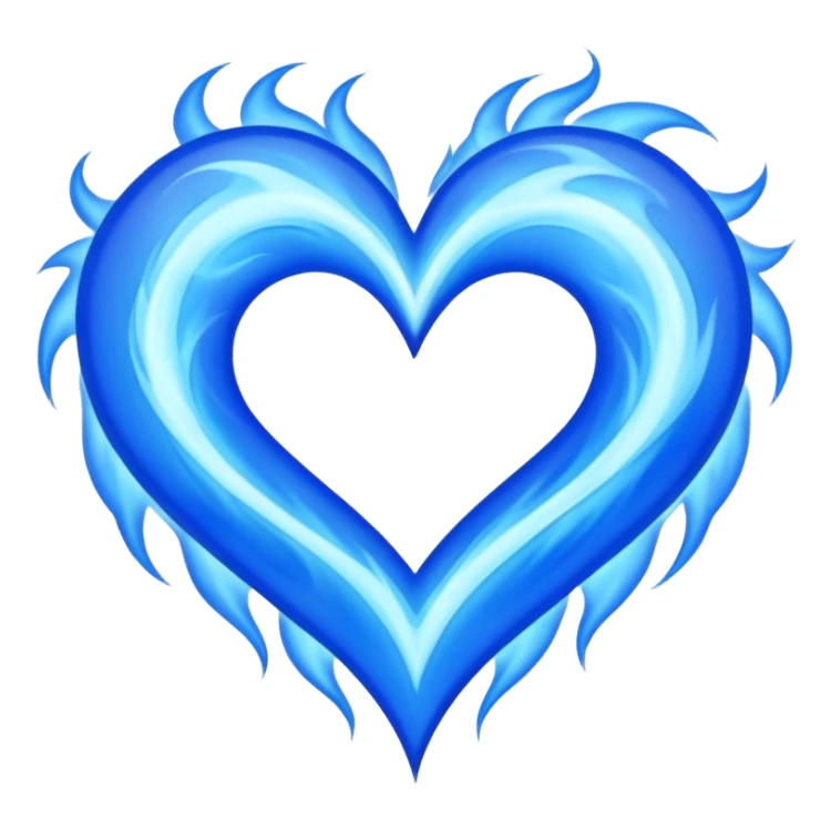 Blue flames in the shape of an all blue heart sticker