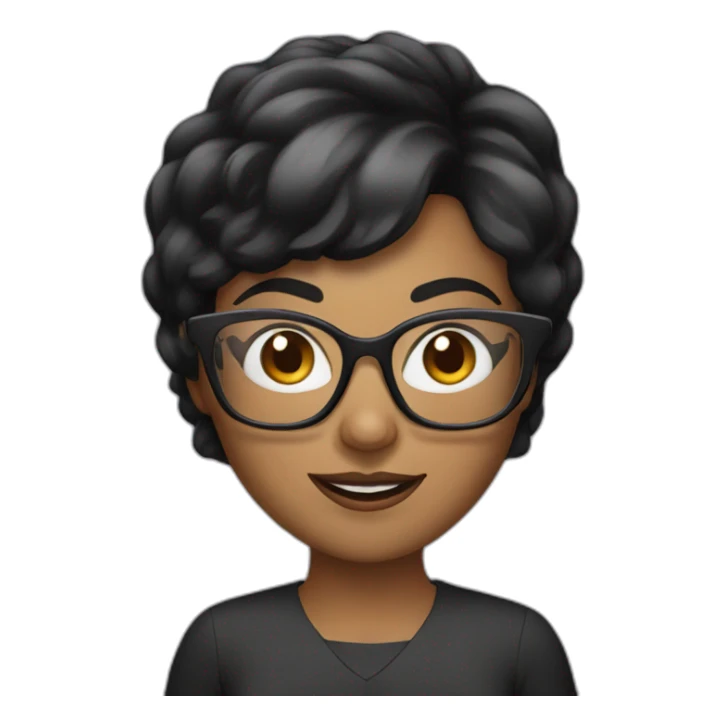 women black short hair and big glasses with phone sticker