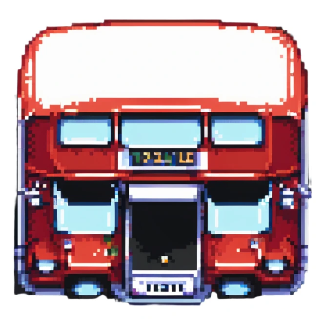 London double-decker bus in pixel art style sticker