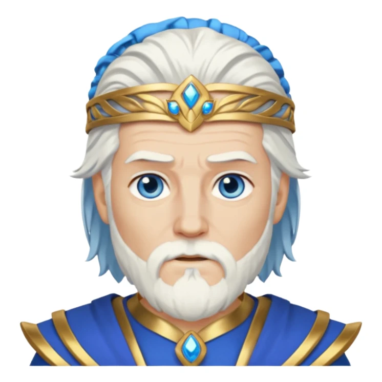Odin with blue eyes, white hair, gold outfit sticker