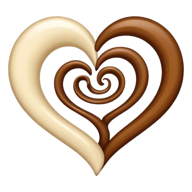 heart emoji, swirled with brown and cream sticker