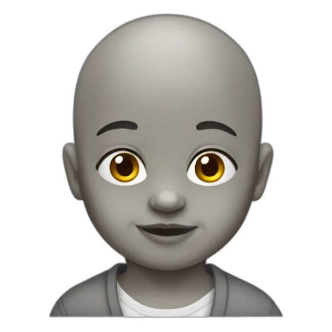 Bald Baby emoji with grey skin sticker