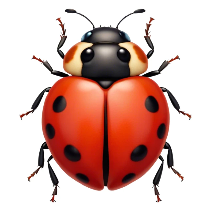 Cinematic Noble Ladybug Portrait Emoji, Poised and charming, with a tiny, rounded red shell adorned with crisp black spots, delicate antennae, and bright, observant eyes, Simplified yet sharply detailed features, highly detailed, glowing with a soft, scarlet radiance, high shine, intelligent and spirited, stylized with an air of natural whimsy, focused and alert, soft glowing outline, capturing the essence of a watchful ladybug that appears ready to scuttle out of the screen with effortless grace! sticker