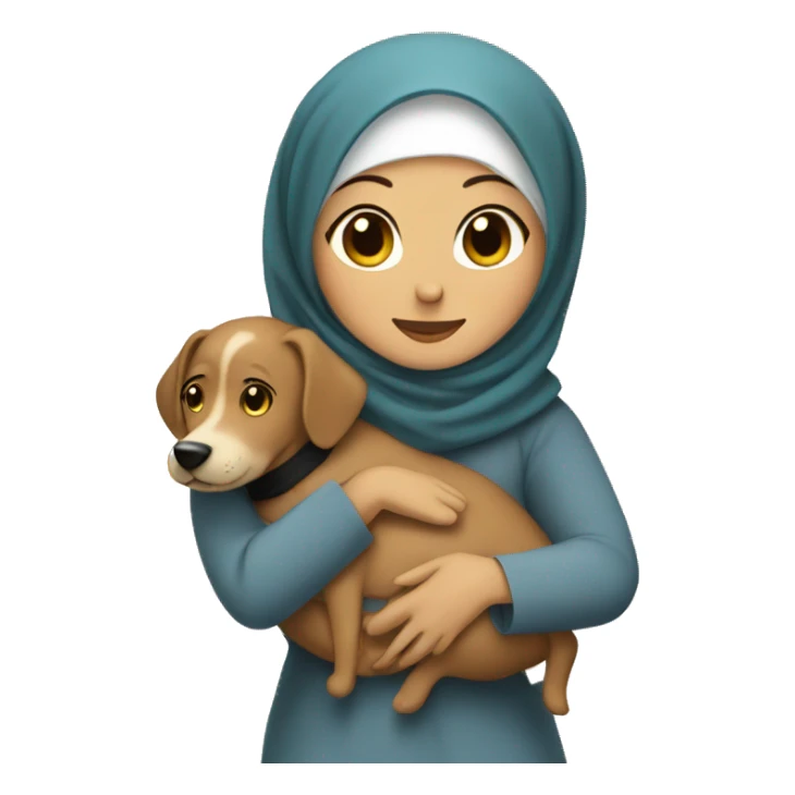 pretty woman with hijab hugging a dog sticker