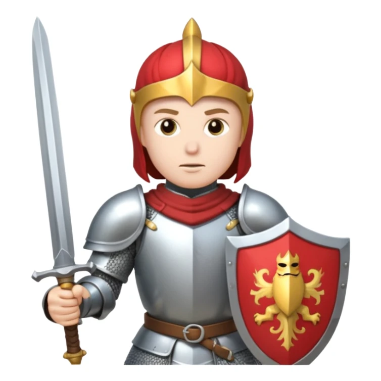 a knight in a fighting stance, wearing bright silver armor and holding a sword sticker