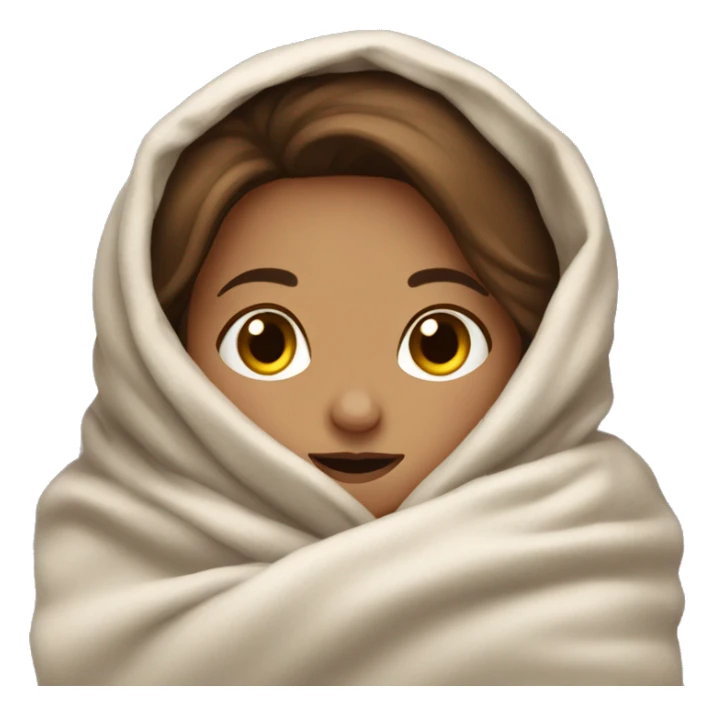 brown hair girl snuggled in a blanket sticker