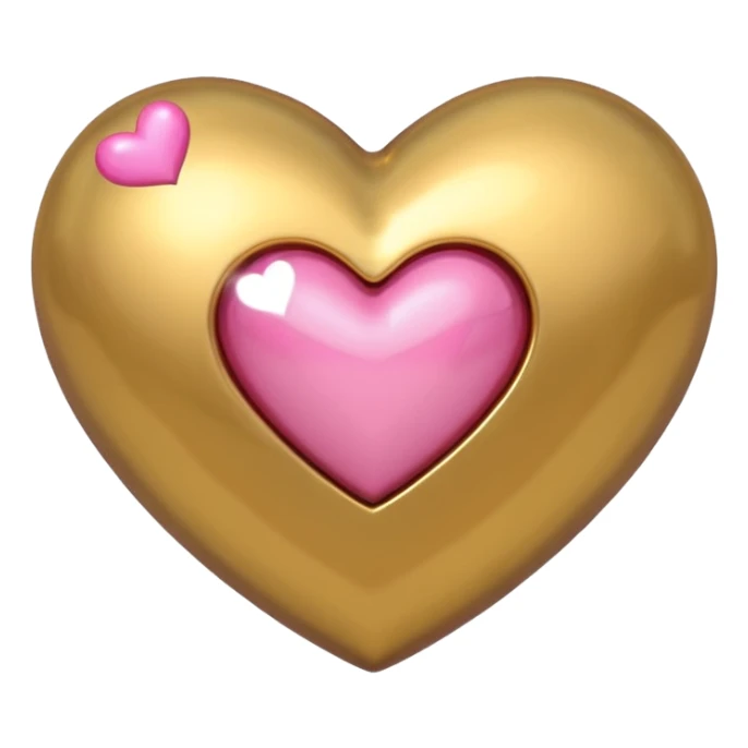 gold heart with one mini pink heart inside of it  sticker