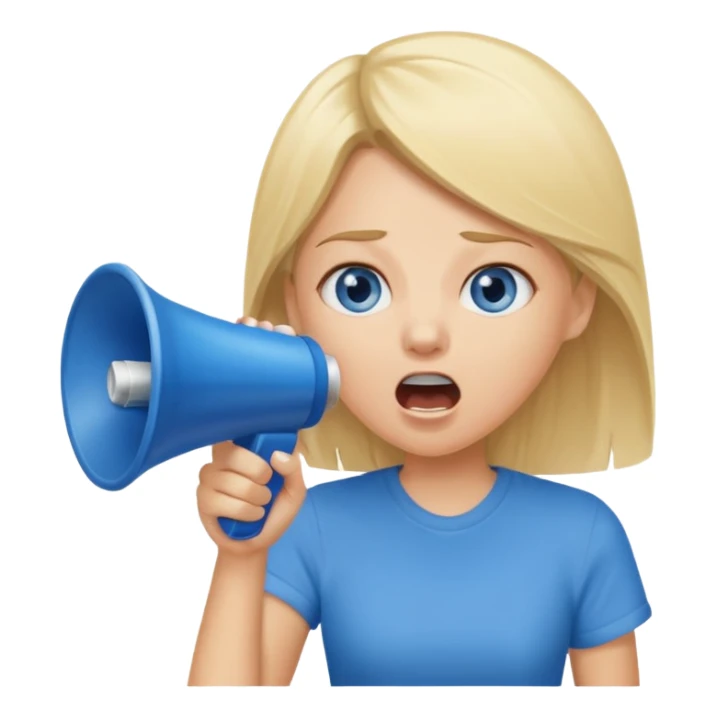  blue eyes blonde girl yelling into megaphone sticker