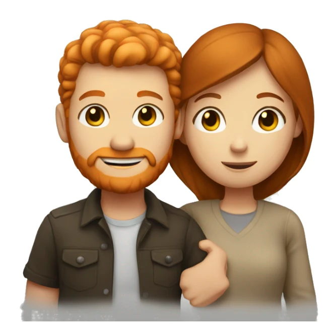 Ginger man hugging a brunette girl sticker