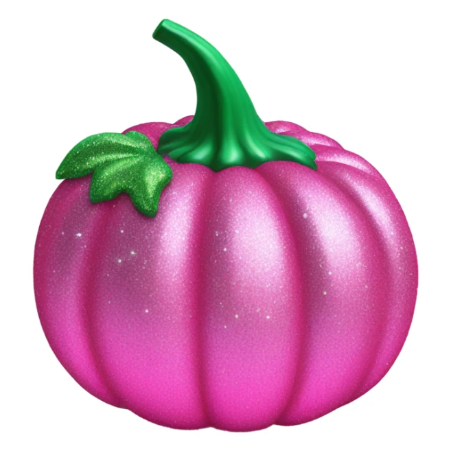 Hot pink to light pink pumpkin with glitter and green stem sticker
