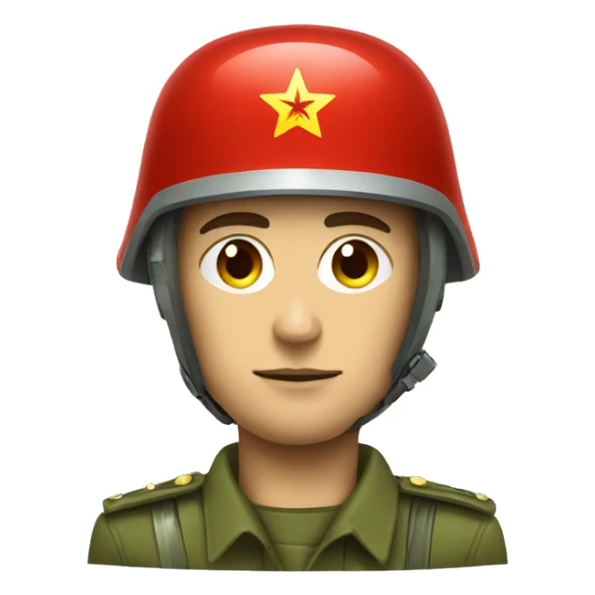 ussr soldier serious with military helmet sticker