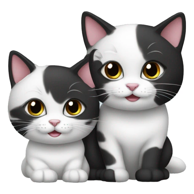 two cat black and white sticker