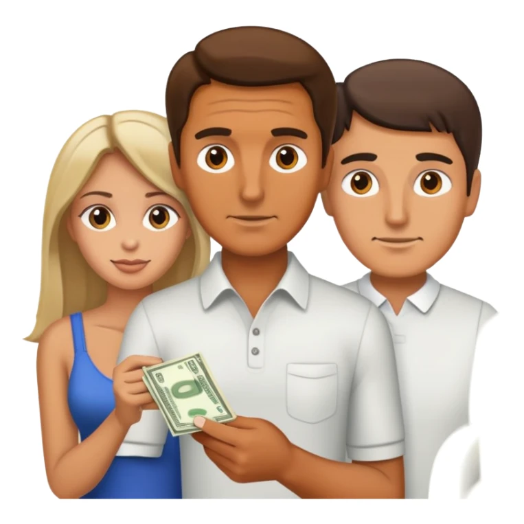 Man paying women money sticker