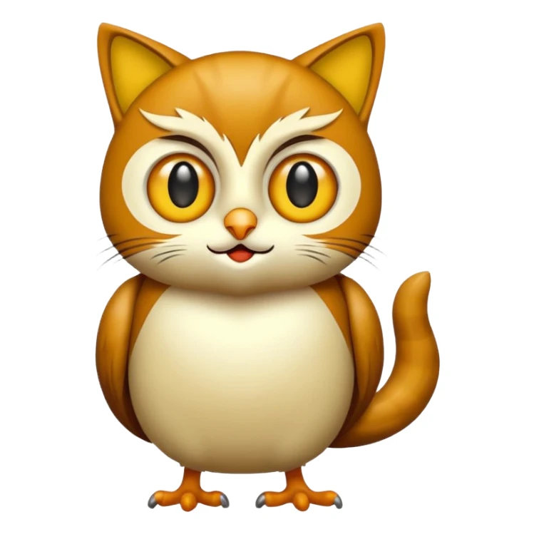 Buho gato amarillo marron sticker