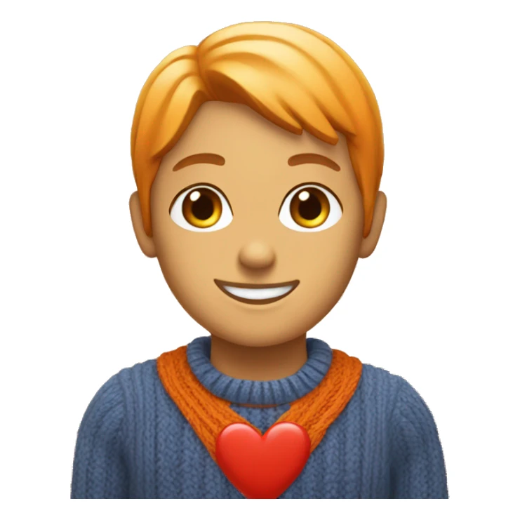 orange sweater with a red heart in the middle sticker