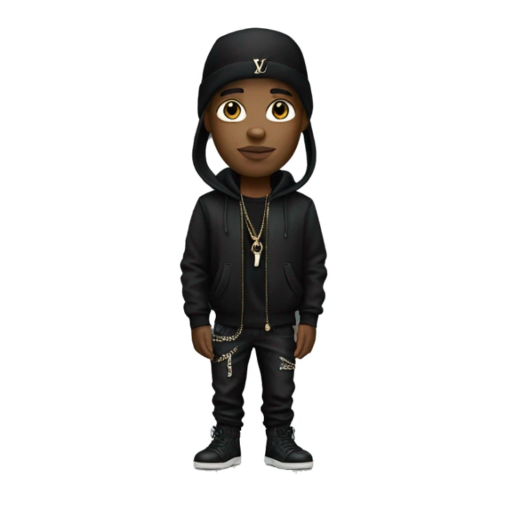 Rapper wearing black Louis vuitton outfit realistic sticker
