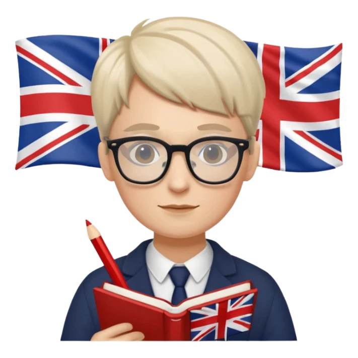 someone who is writing with an UK flag in the background sticker