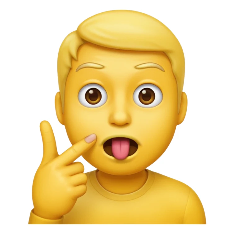 A emoji face with a finger in his mouth sticker