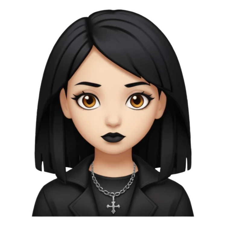 Goth girl black hair brown eyes cool lightbrown skin sticker