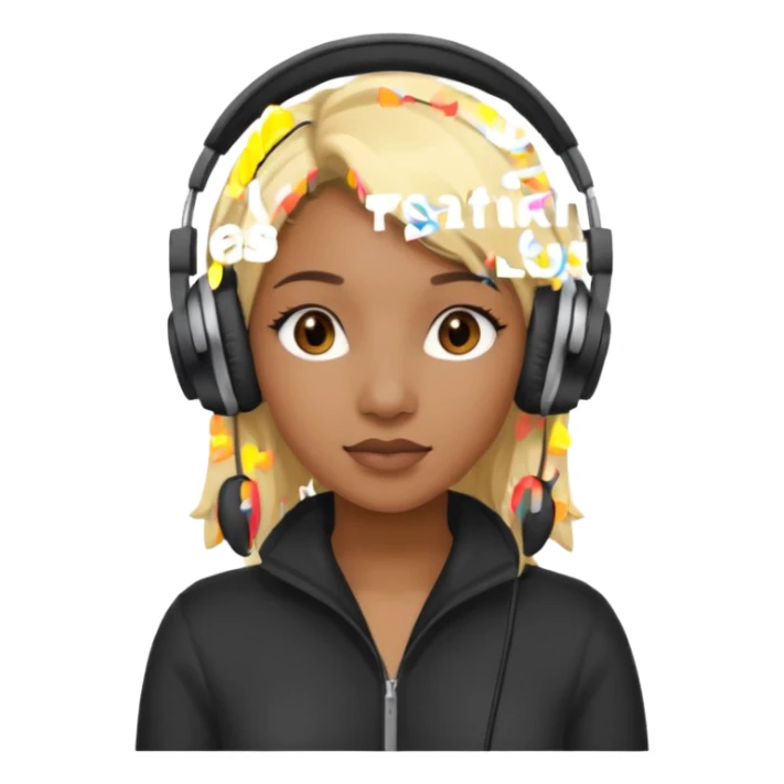 blonde black woman wearing headphones sticker