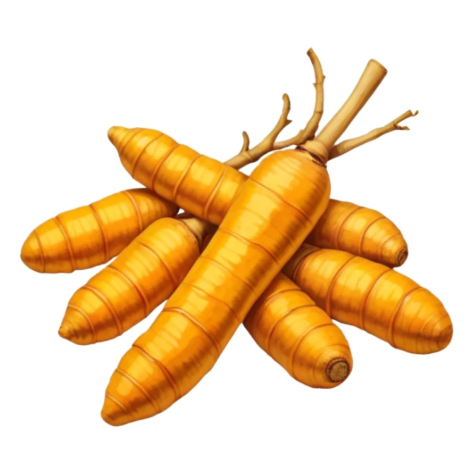 Turmeric root with golden glow, anti-inflammatory food sticker